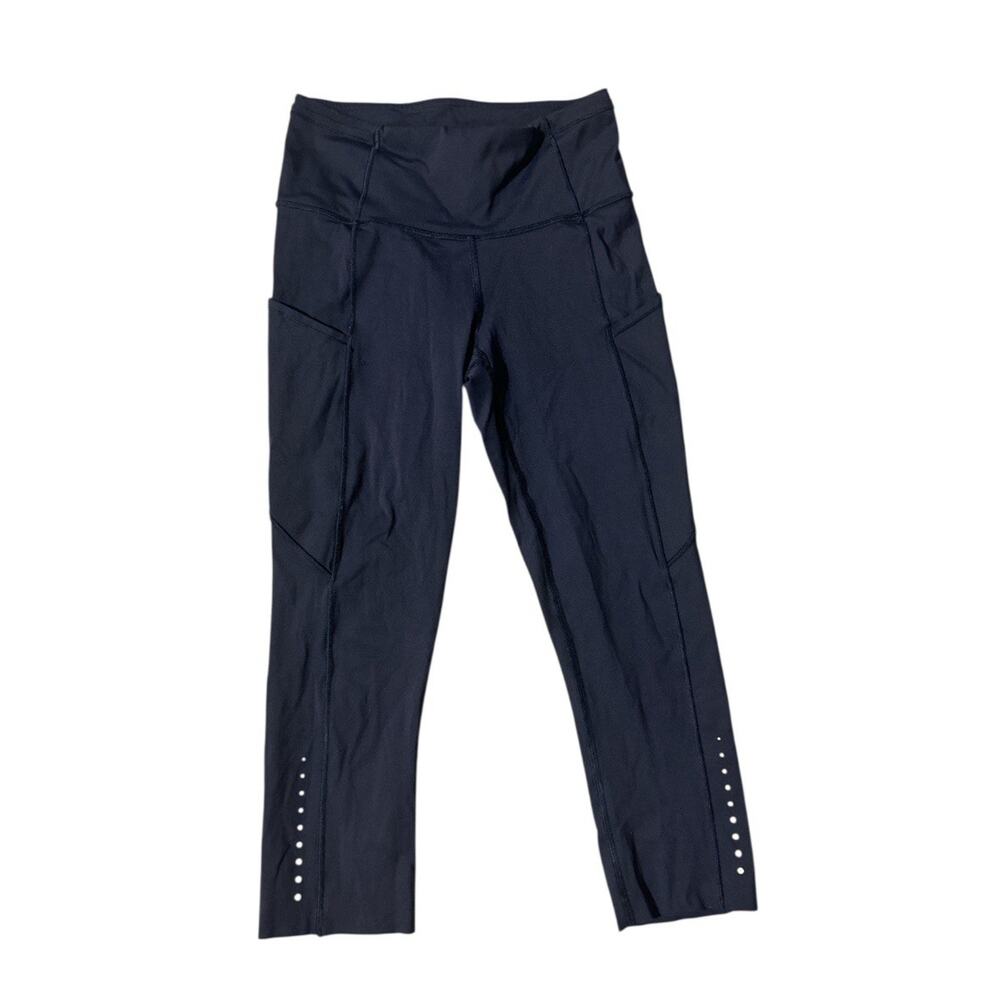 Lululemon Fast Free Crop II Womens Size 4 Nulux 19" Midnight Navy Run Workout